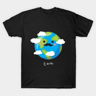 Cute Kawaai Earth Parody with Moustache T-Shirt